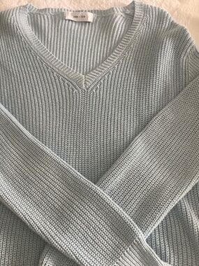 John and Jenn 100% cotton baby blue sweater size small/ MEDUIM